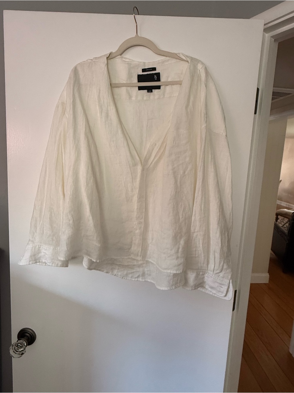 R13 White Linen V-Neck Relaxed Tunic